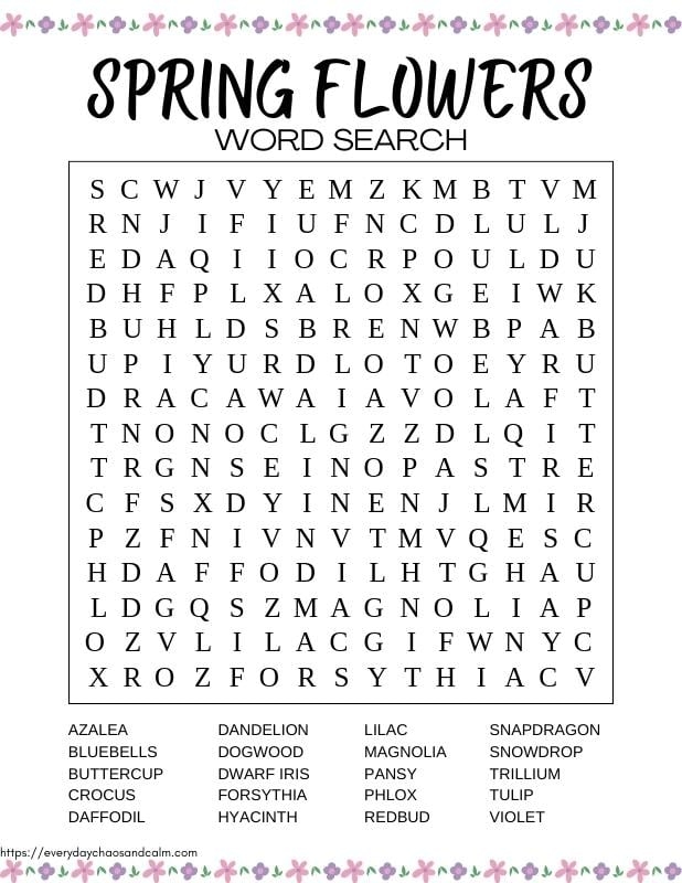 Free Printable Spring Word Searches