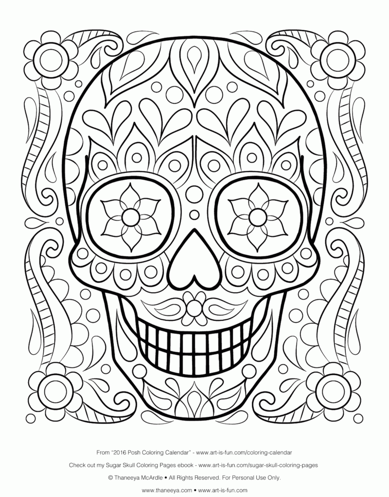 Free Printable Sugar Skull Coloring Pages For Adults Coloring Home
