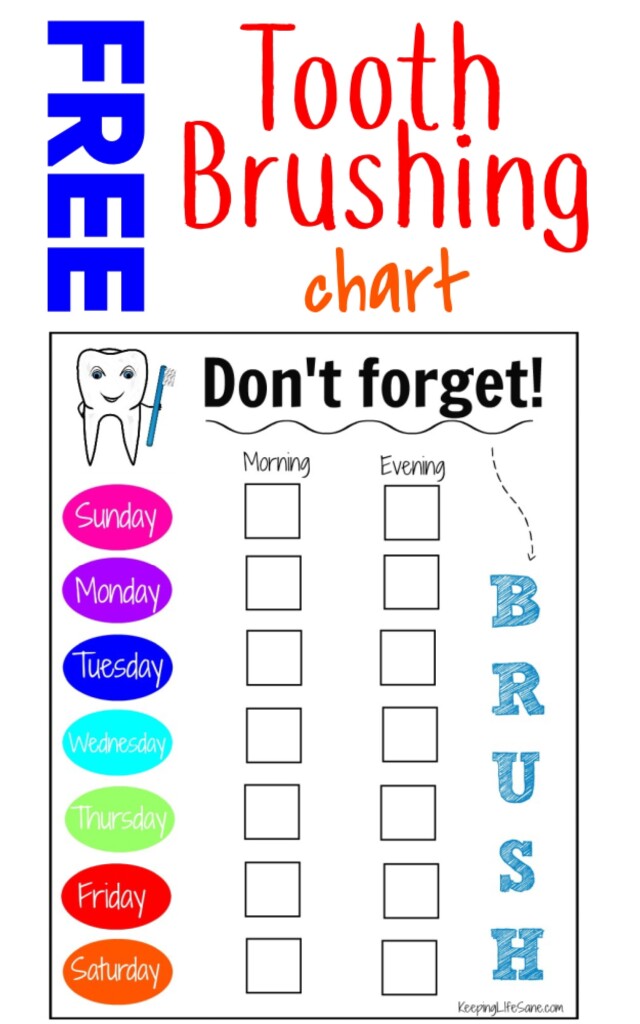 Free Printable Teeth Brushing Chart Free Printable Templates