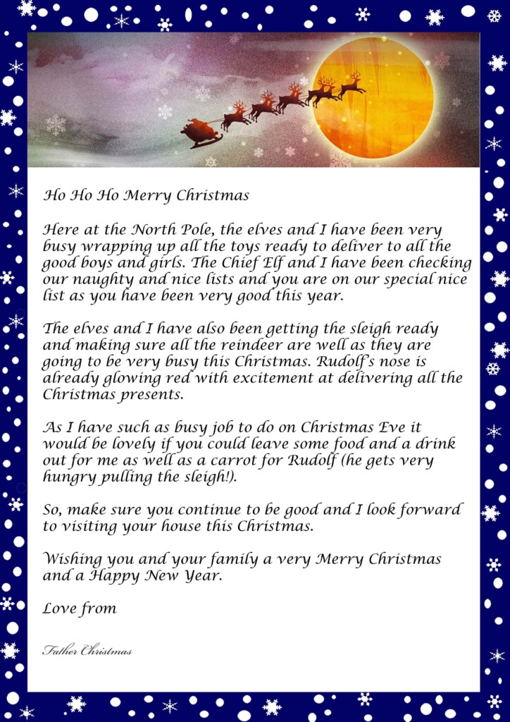 Free Printable Template For A Letter From Father Christmas