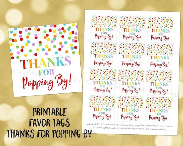 Free Printable Thanks For Popping By Tags