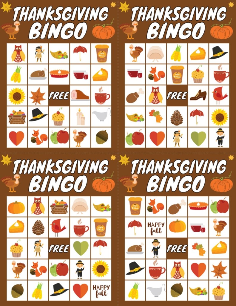 Free Printable Thanksgiving Bingo Game 20 Cards Play Party Plan