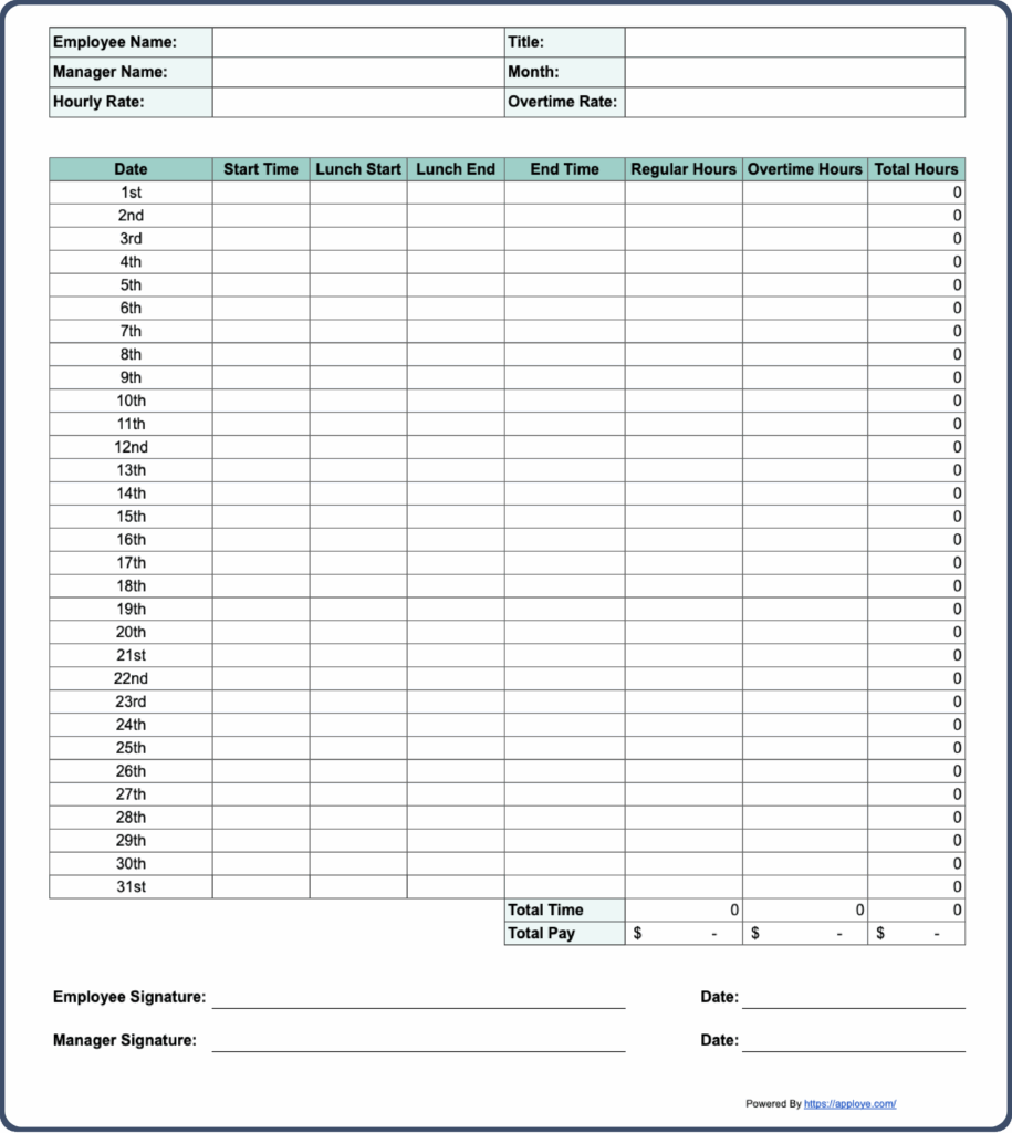 Free Printable Timesheet Templates Excel Word PDF 