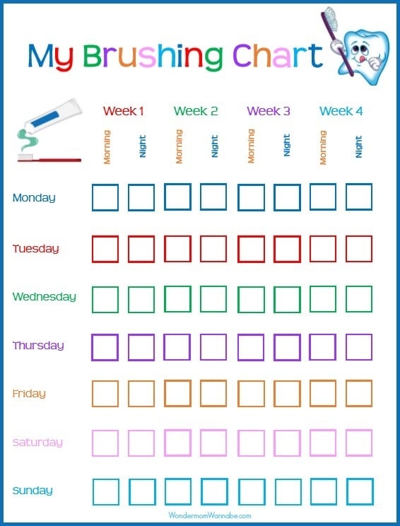 Free Printable Tooth Brushing Chart Pdf Free Printable Templates