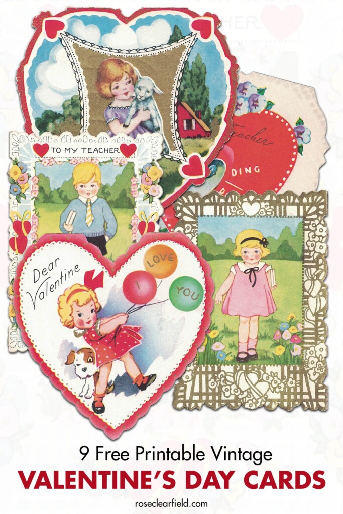 Free Printable Vintage Valentine 39 s Day Cards Rose Clearfield
