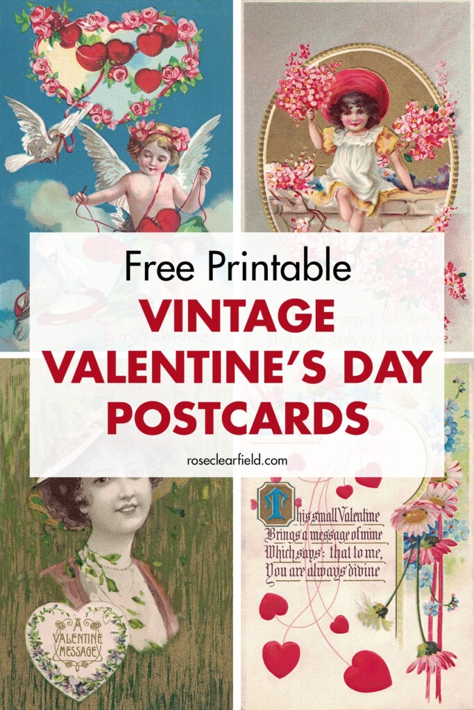 Free Printable Vintage Valentine 39 s Day Postcards Rose Clearfield