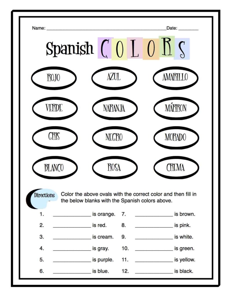 Free Spanish Printable Worksheets