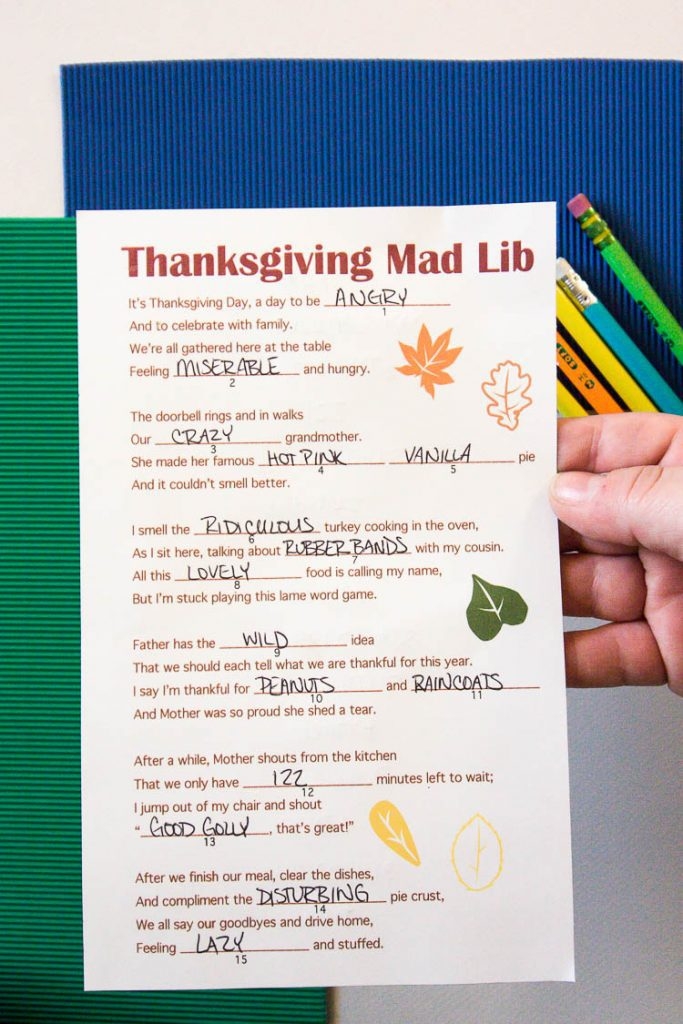 Free Thanksgiving Mad Lib Printable A Fun Thanksgiving Activity