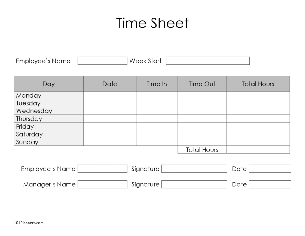 FREE Timesheet Template Printables Word Excel Editable PDF Or Image
