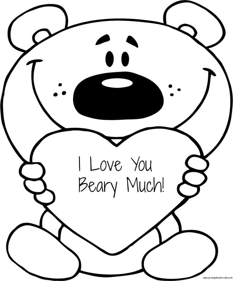 FREE Valentine 39 s quot I Love You Beary Much quot Coloring Page Printable