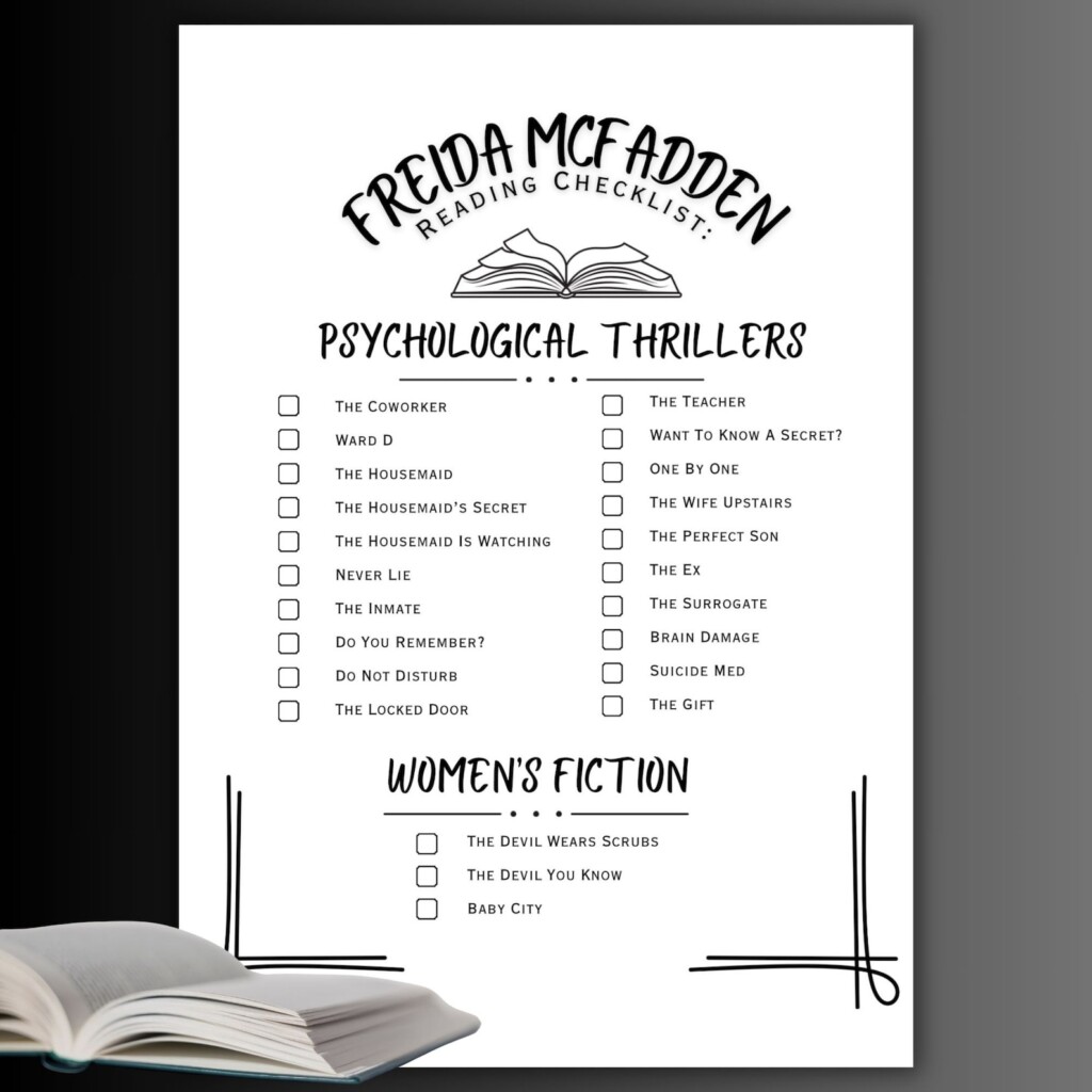 Freida Mcfadden Book List Reading Log Printable Checklist Thriller 