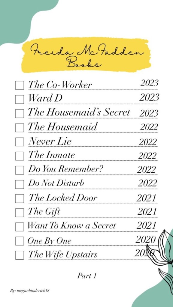 Freida Mcfadden Books In Order Printable List New Year Printable
