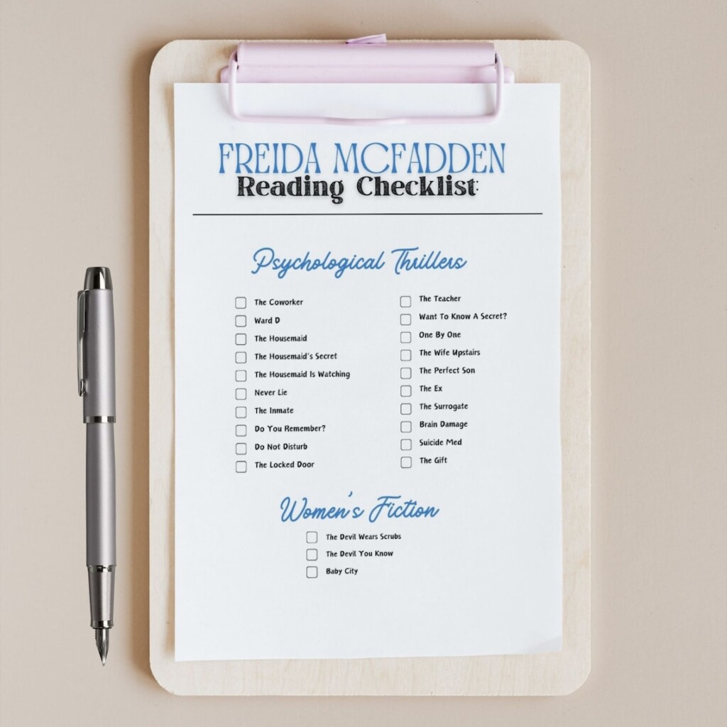 Freida Mcfadden Reading Log Printable Reader Tracker Freida Thriller 
