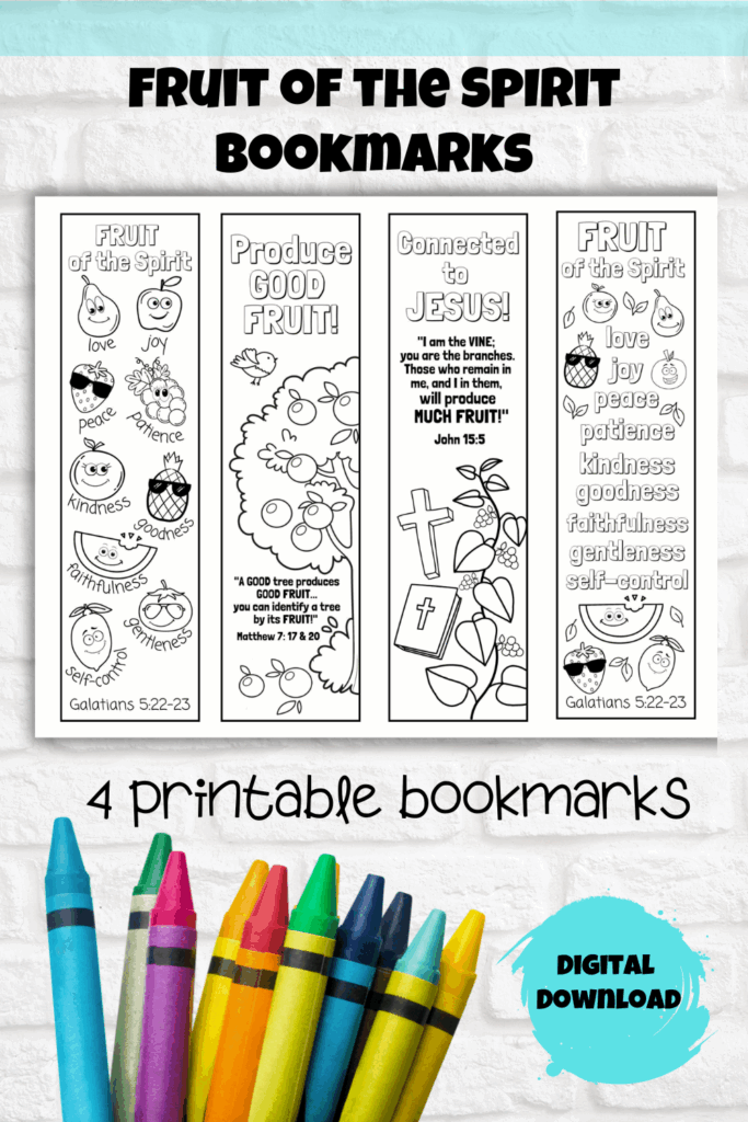Fruit Of The Spirit Printable Coloring Bookmarks Galatians 5 Etsy 