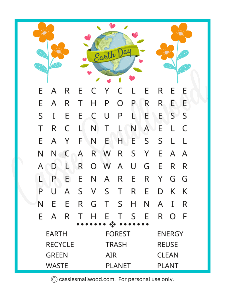 Fun Earth Day Word Search Worksheets Free Printable Cassie Smallwood