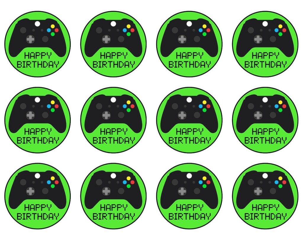 Game Controller Cupcake Toppers Picks Printable Label Stickers 