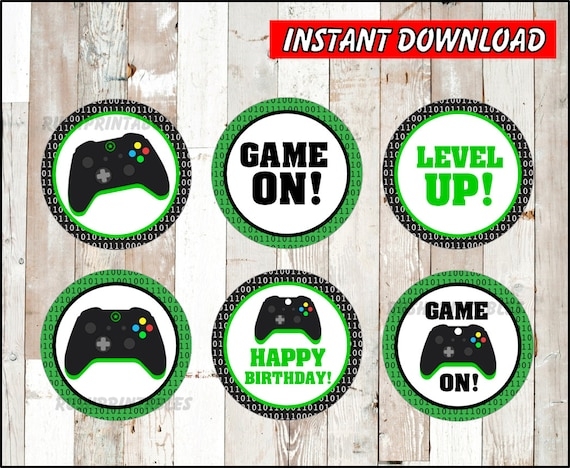 Gamer Cupcakes Toppers Instant Download Video Game Party Etsy