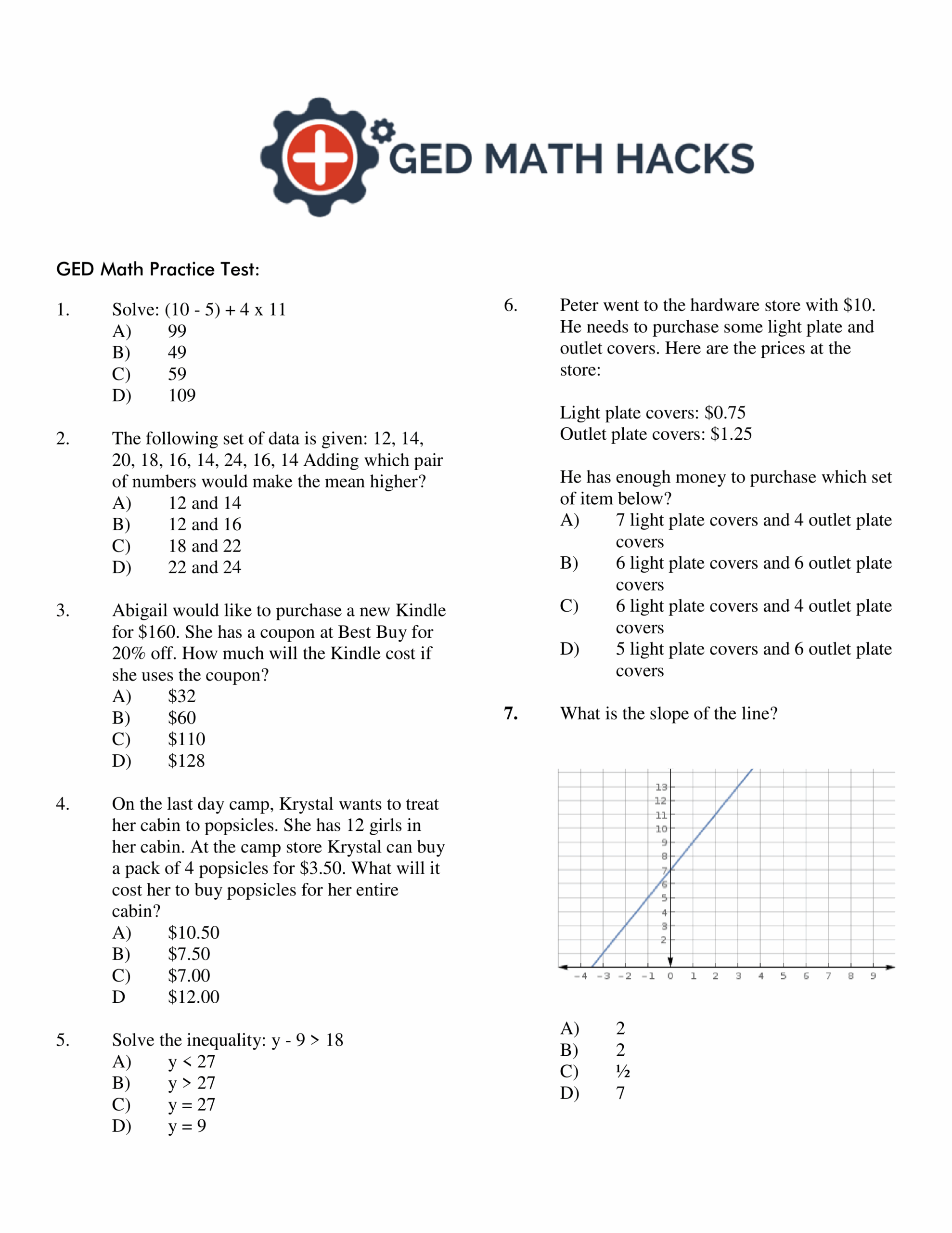Ged Practice Test Free Printable