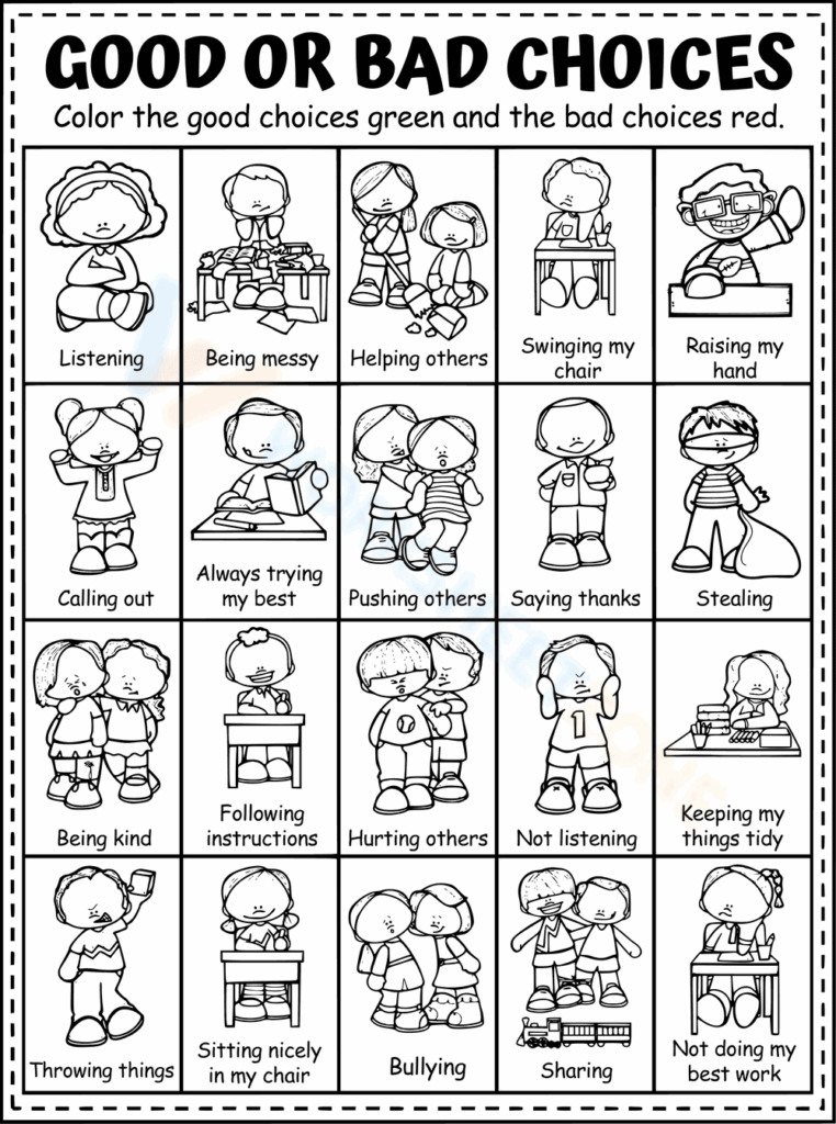 Good Choices Bad Choices Free Printables Educational Printable Worksheets