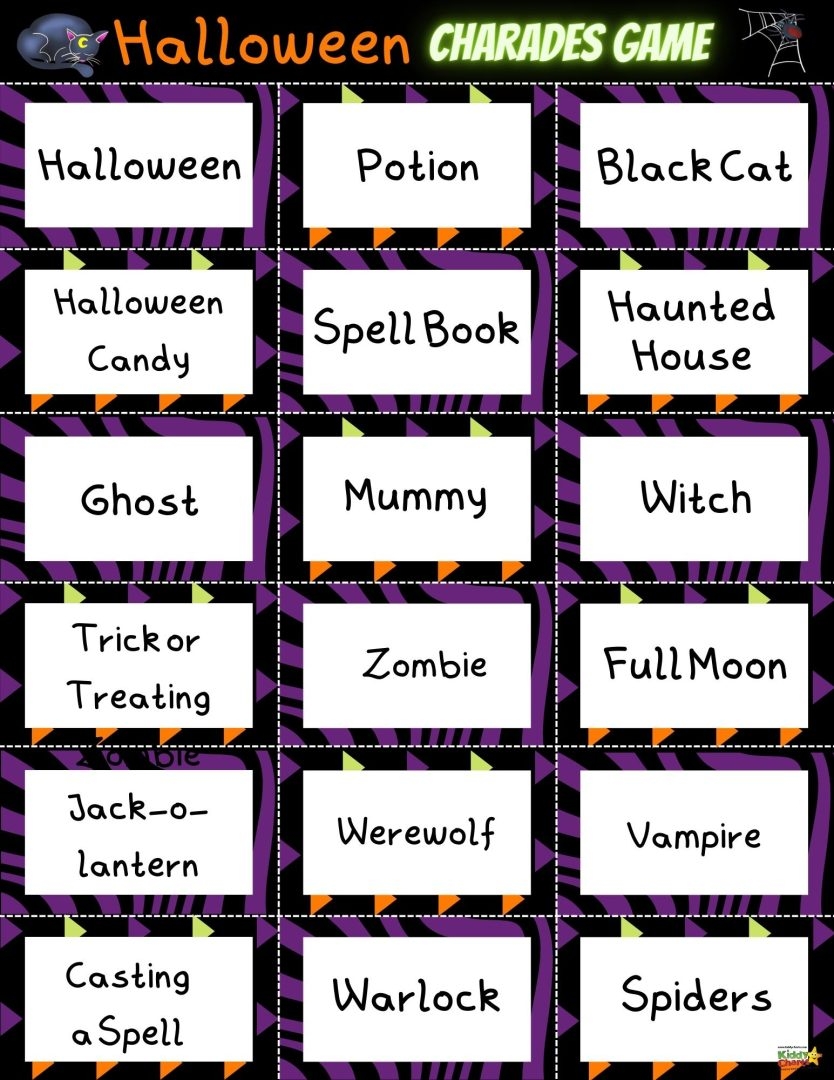 Halloween Charades Free Printable Game