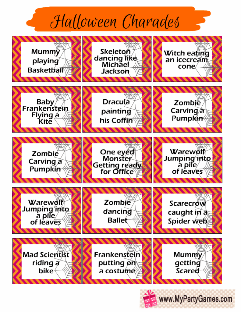 Halloween Charades Printable Halloween Charades Is The Perfect Way To 