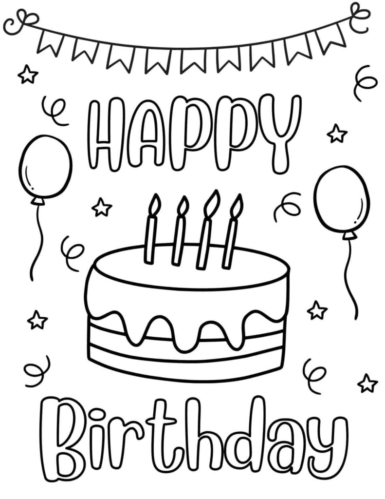 Happy Birthday Coloring Pages Free Printable Printable Calendars AT A 