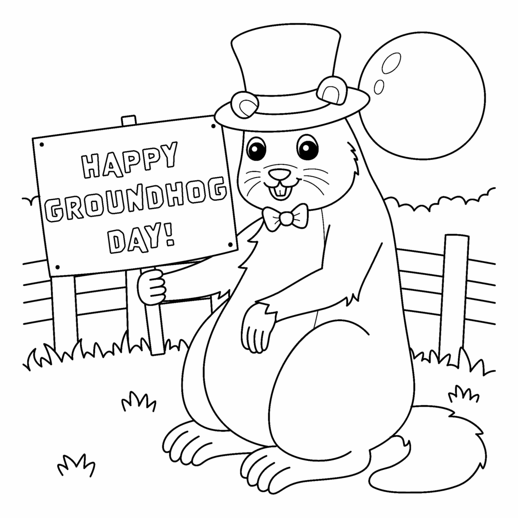 Happy Groundhog Day Image Coloring Page Free Printable Coloring Pages