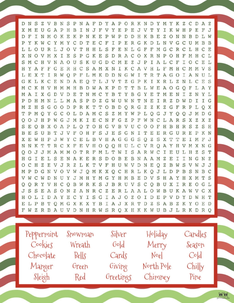 Hard Christmas Word Search Printable Free