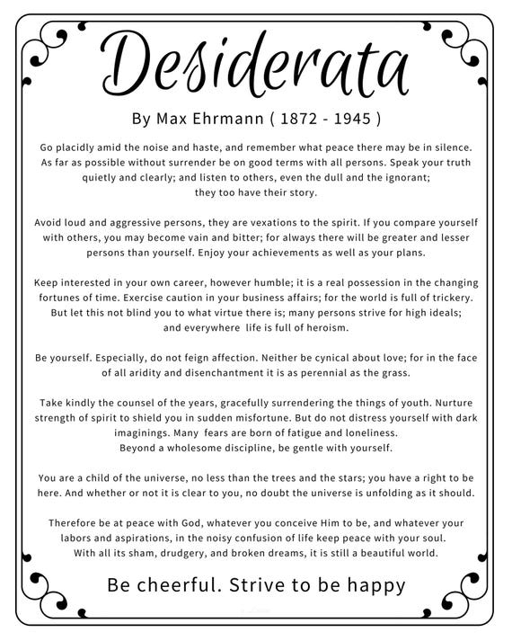 High Resolution Free Printable Desiderata Poem Pdf Printable 