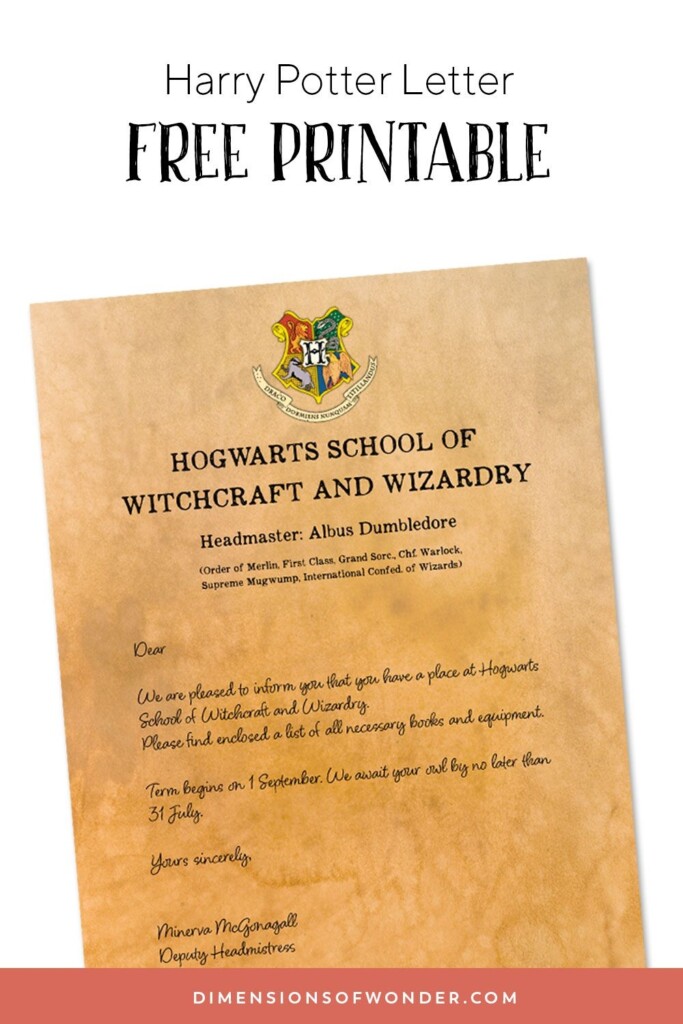 Hogwarts Acceptance Letter Printable Free Printable Sight Words List