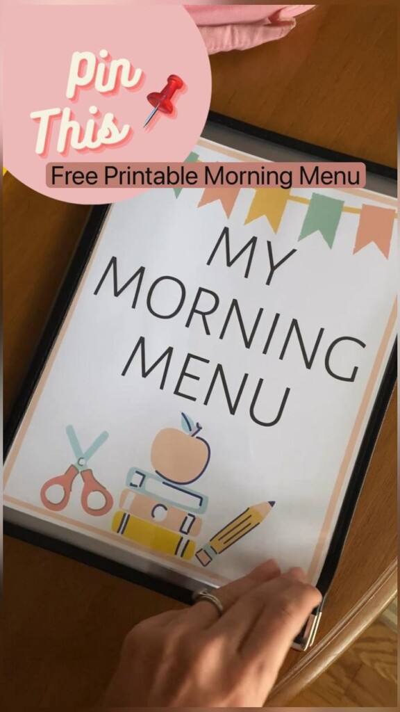 Homeschool Morning Menu Free Printable For Preschool And Kindergarten 