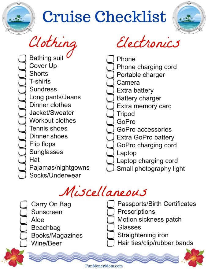 How To Pack For A Cruise with Free Printable Checklist Packing For 