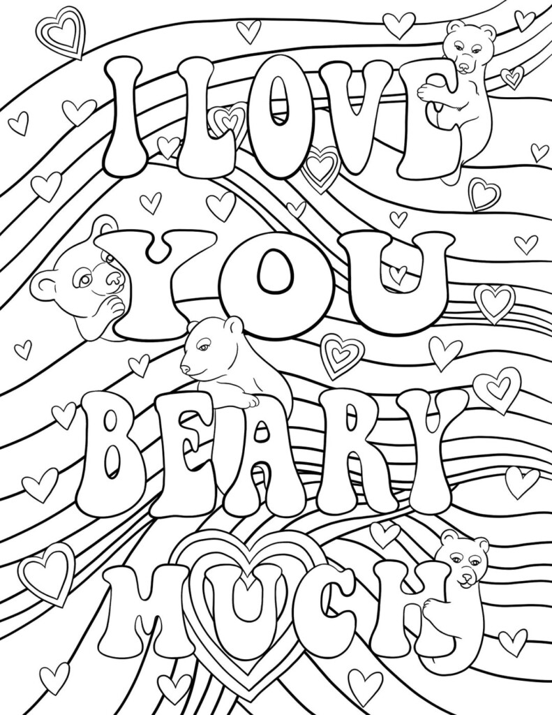 I Love You Beary Much Printable Coloring Page For Kids Adults 