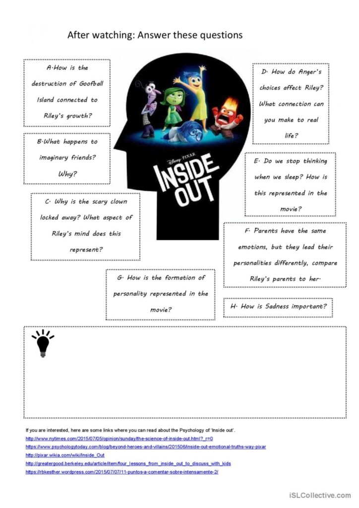 Inside Out Activities Worksheets