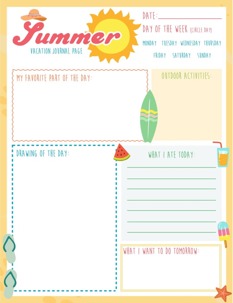 Kids Summer Journal Printable Printablee