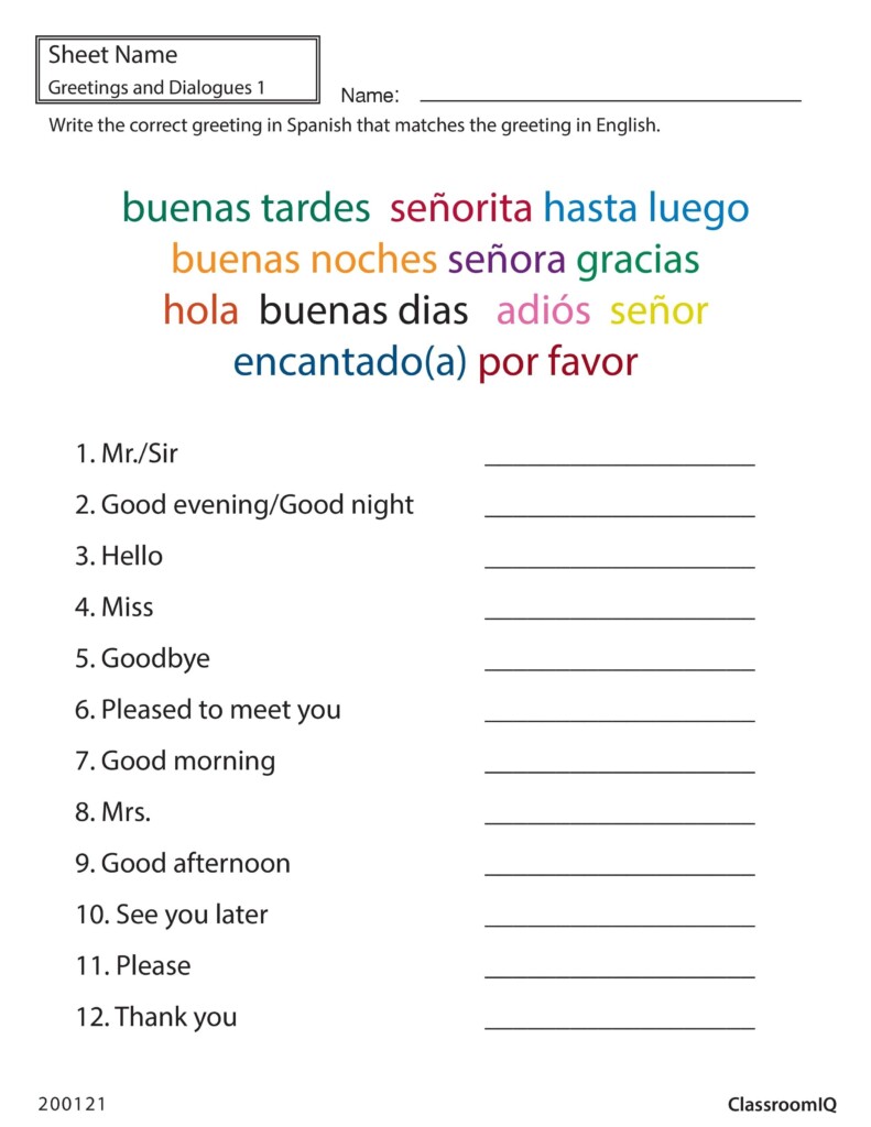 Kindergarten Worksheet In Spanish In 2020 Kindergarten Worksheets 