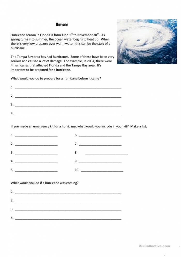 Learn About Hurricanes Worksheets 99Worksheets Scienceworksheets
