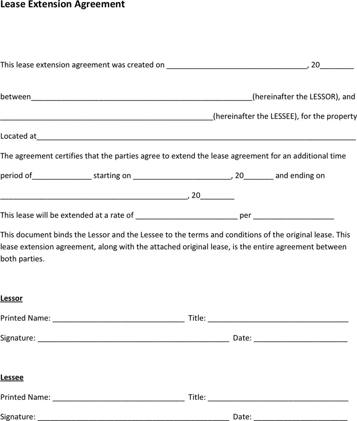 Lease Extension Agreement Template Printable Word Searches