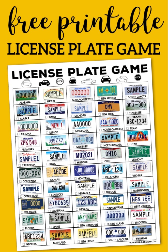 License Plate Road Trip Game Printable Free