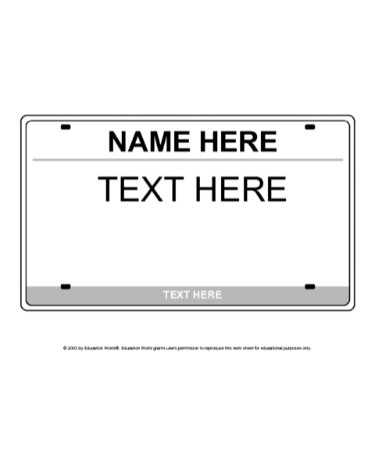License Plate Template PDF Free Download PRINTABLE 