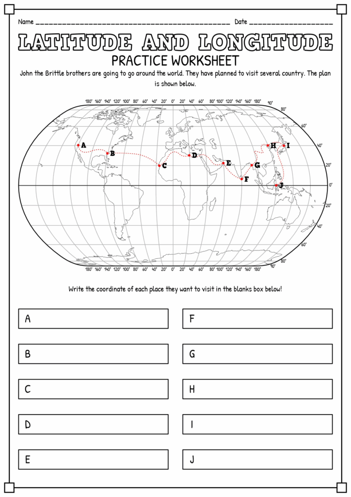 Longitude And Latitude Worksheets