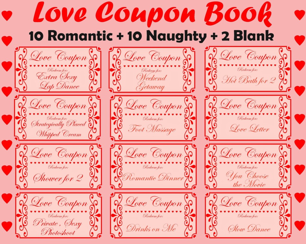Love Coupon Book Printable Love Coupons Romantic Coupon Book Naughty 