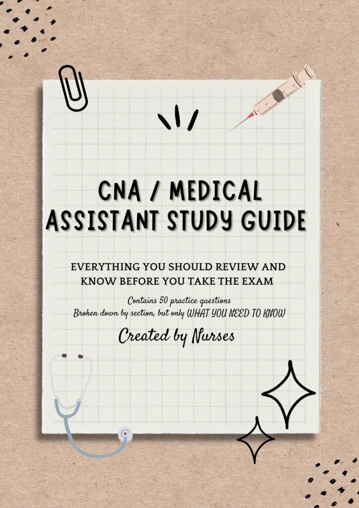 MEDICAL ASSISTANT EXAM Study Guide Cna Study Guide Medical Etsy