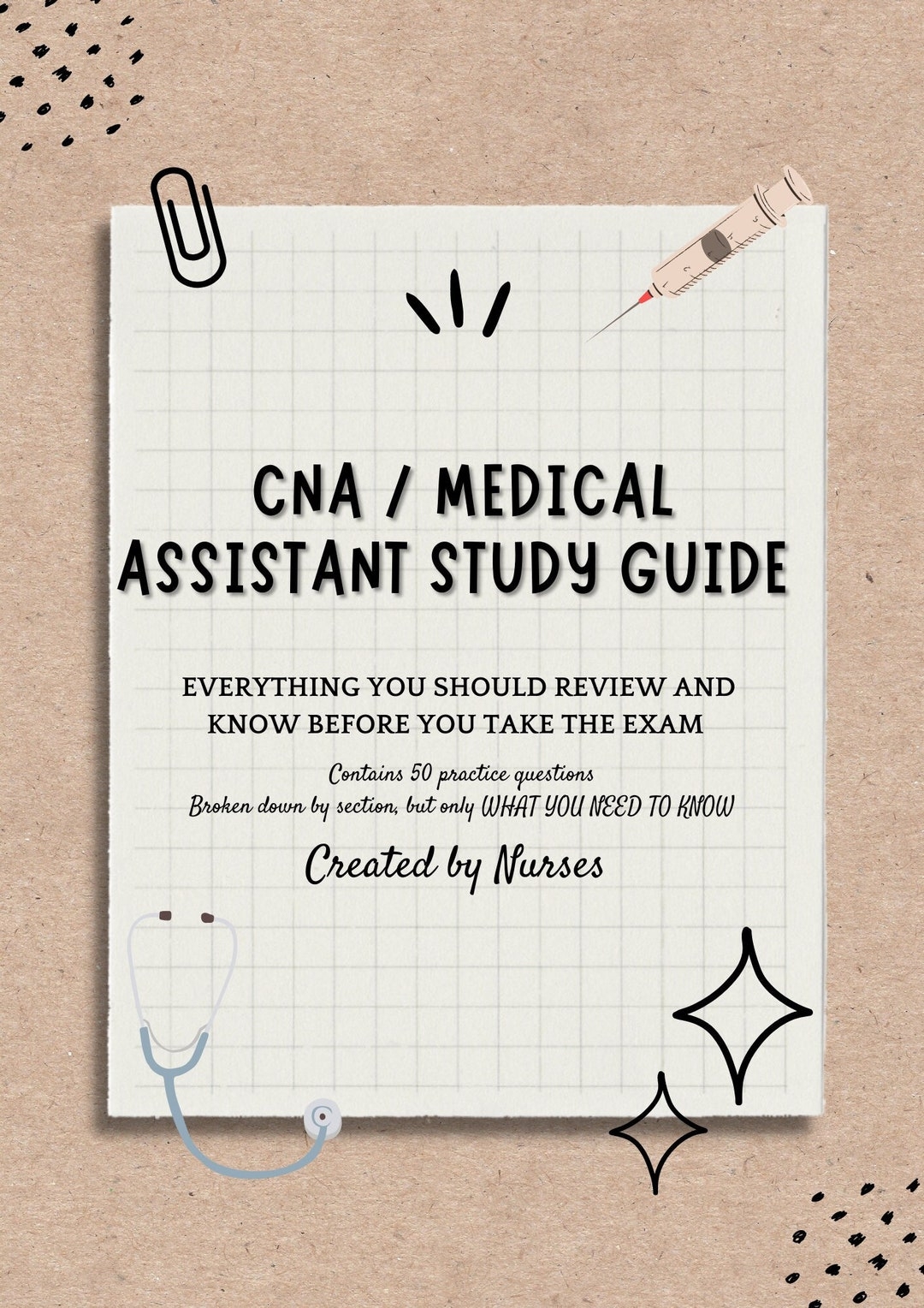 MEDICAL ASSISTANT EXAM Study Guide Cna Study Guide Medical Etsy