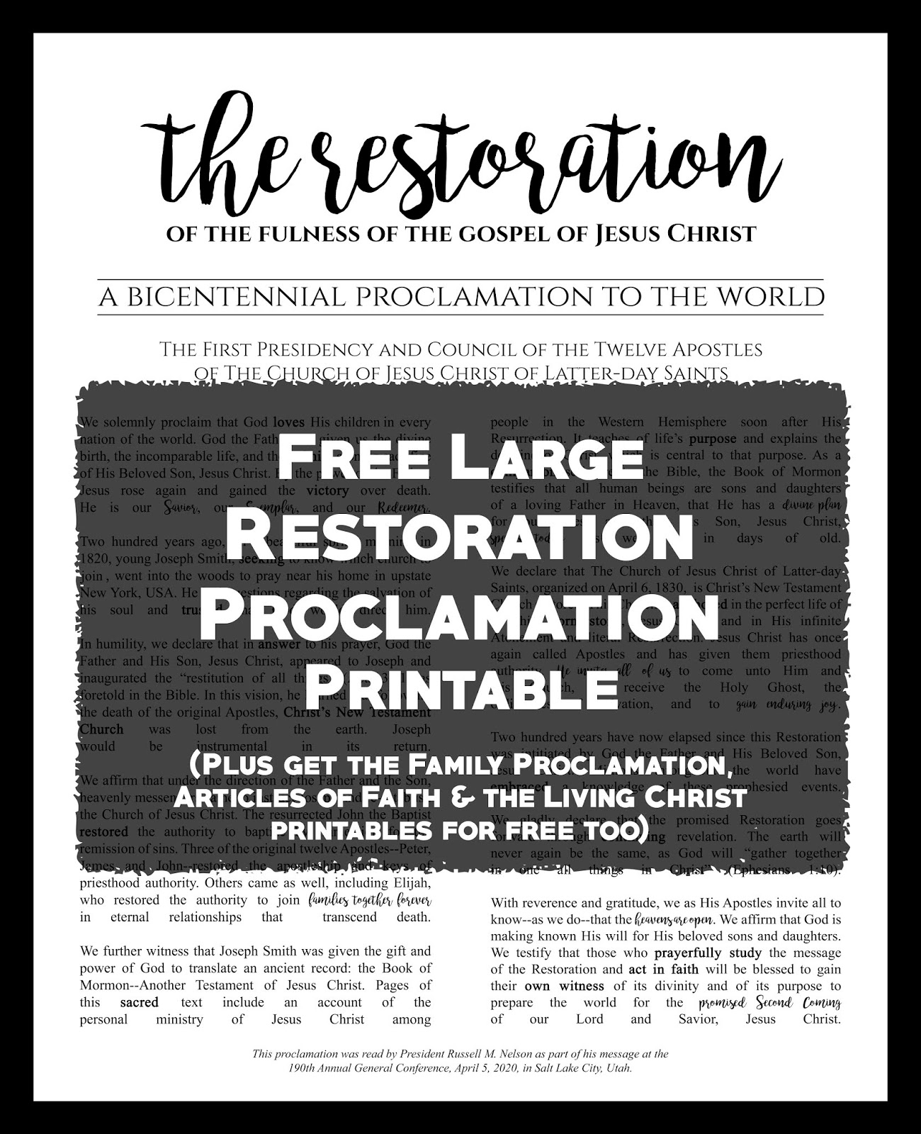 Mimiberry Creations Free Restoration Proclamation Printable
