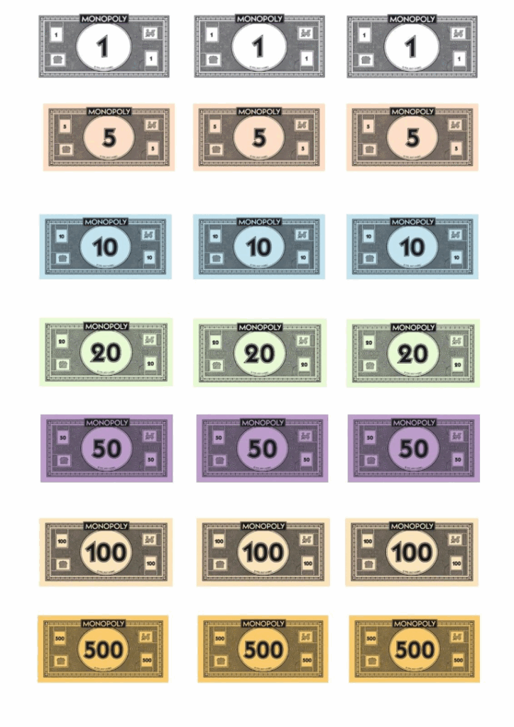Monopoly Money Printable Sheets