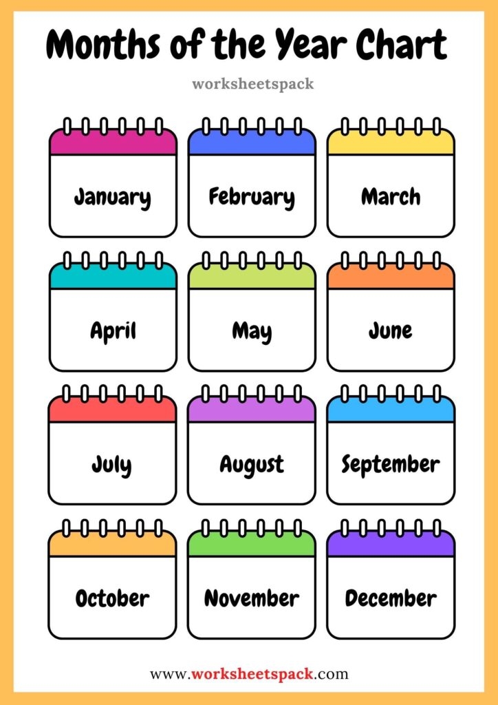 Months Of The Year Printable Chart