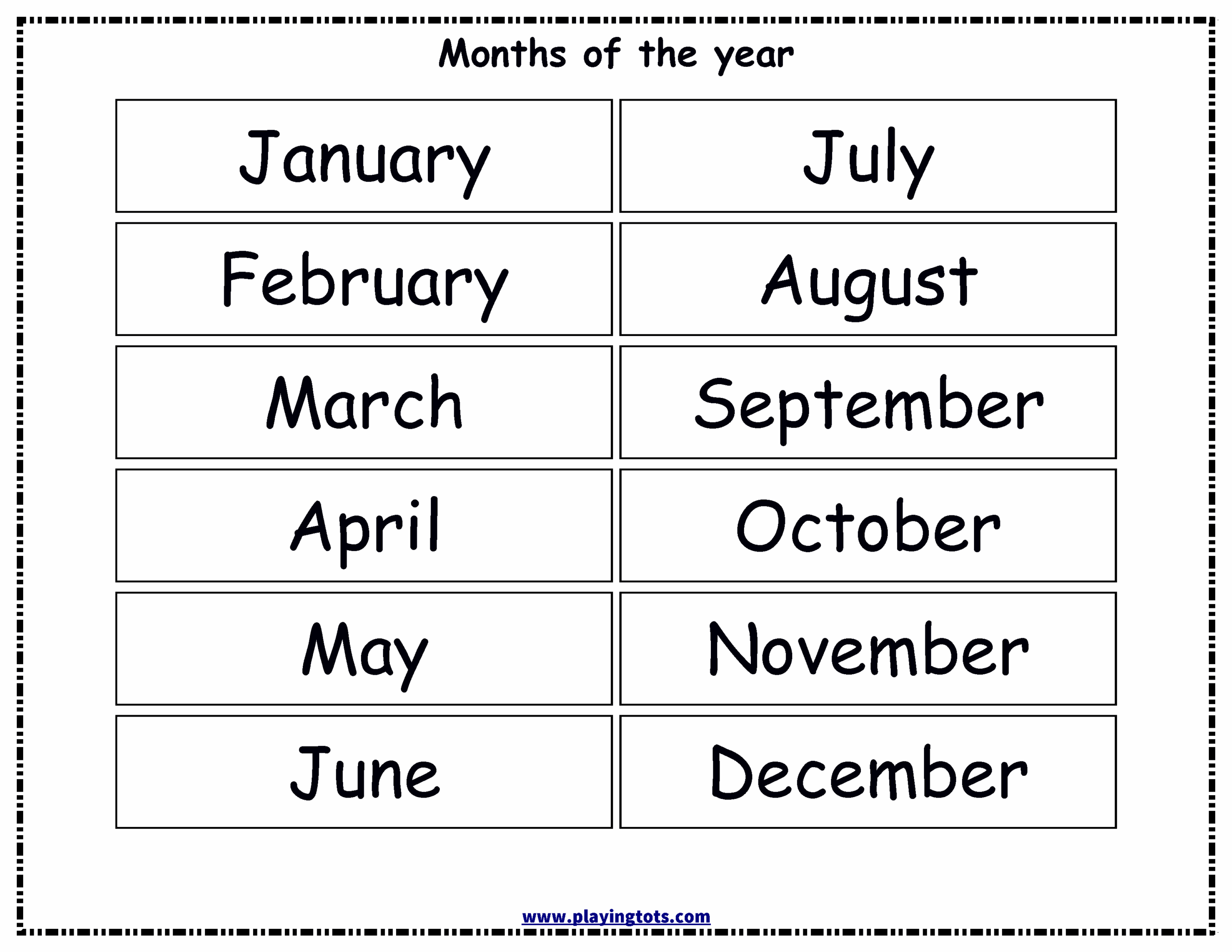 Months Of The Year Printables Pdf Free