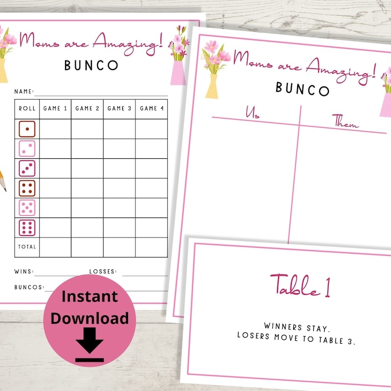Mothers Day Bunco Card Etsy