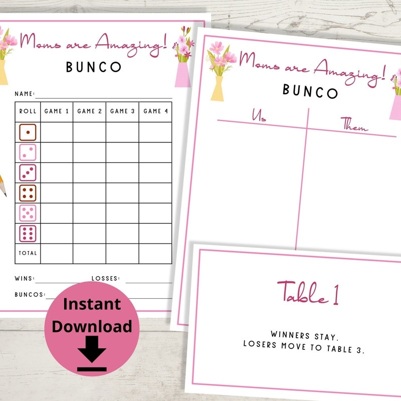 Mothers Day Bunco Card Etsy
